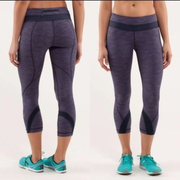 LULULEMON Run: Inspire Crop II Wee Are From Space Deep Indigo Leggings Size 4 - Picture 2 of 14